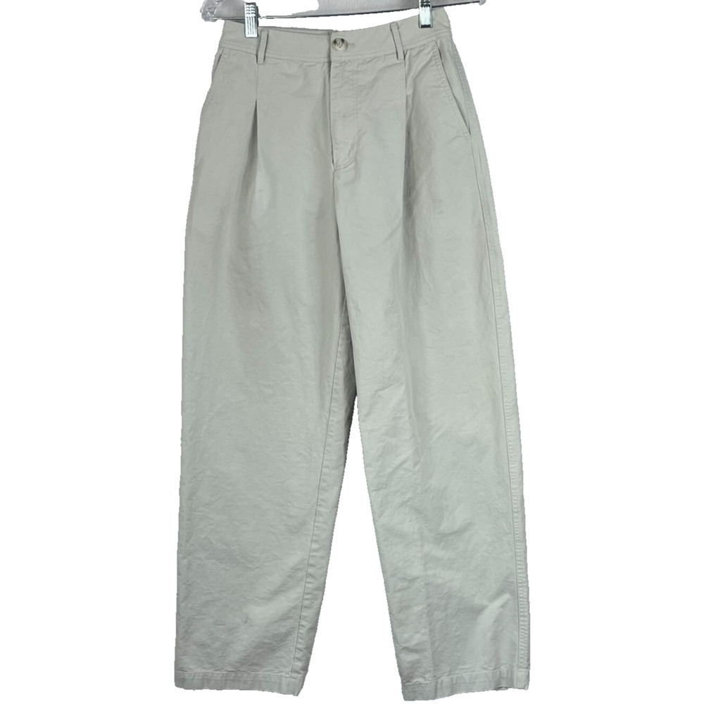 Rue Sophie Pants Women's XS Khaki Pleated High Waisted Maison Cotton